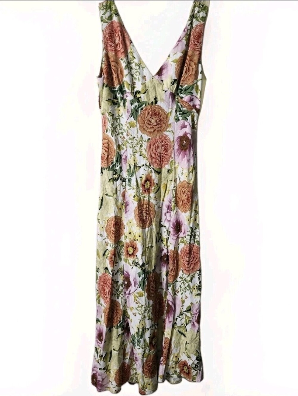 Paper Heart Floral Linen Blend Maxi Dress Medium Sleeveless Garden Party Wedding